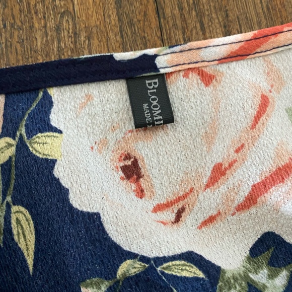 Dark Blue Floral Ruffle Wrap Dress - Picture 3 of 8